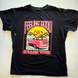 Brisco  'Feeling Good' black juniors short sleeve T-shirt size L graphic unisex